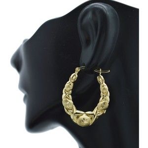 Real 10K Yellow Solid Gold Hug & Kisses XO Hoop Earrings 2.7 gr